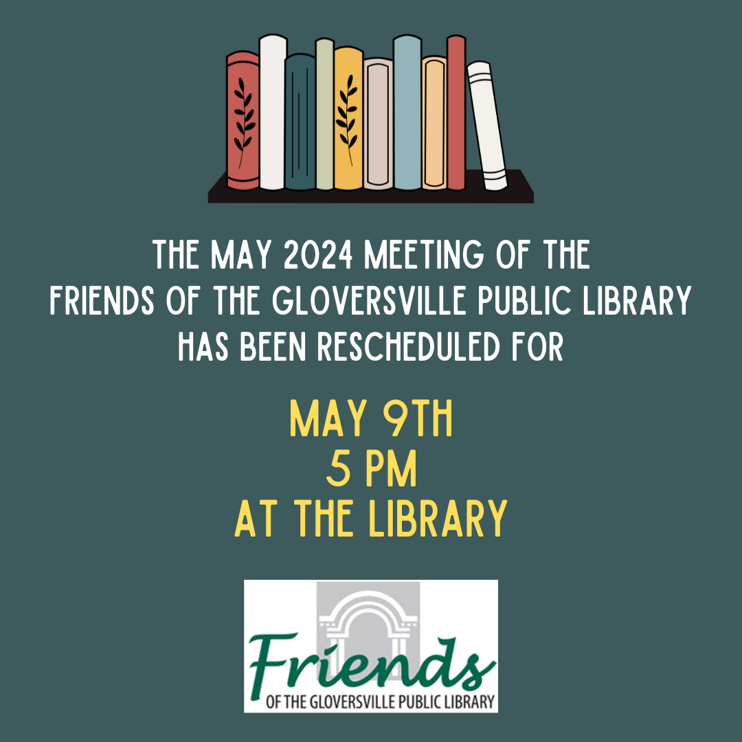 FOL Meeting rescheduled to May 9th at 5 PM